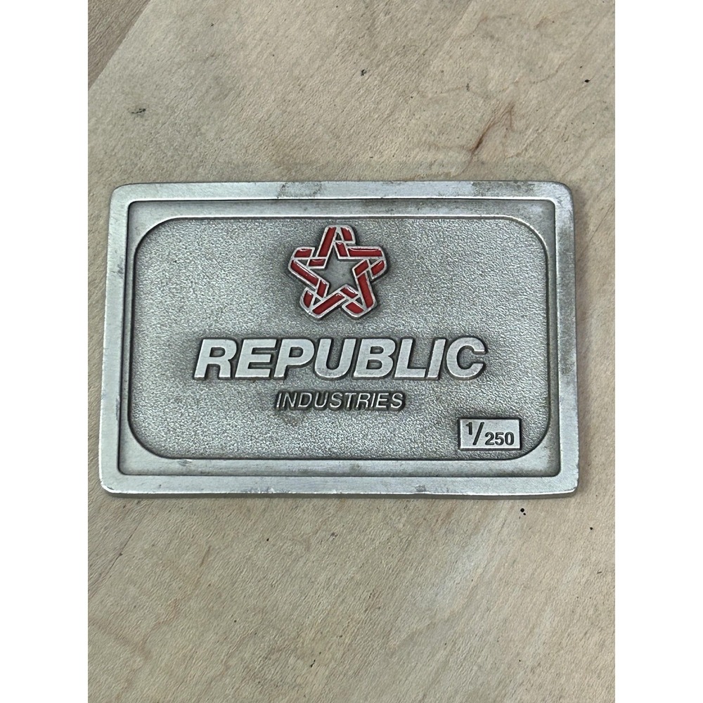 Vintage Republic Industries Metal Desk Paperweight Plaque Limited 1/250 Logo‎